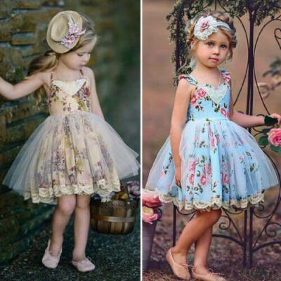 

US Kids Baby Flower Girl Dress Lace Tulle Party Gown Bridesmaid Dresses Sundress