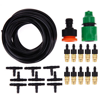 

Outdoor Garden Misting Cooling System Fitting 47mm Hose 10pcs Nozzles Kit