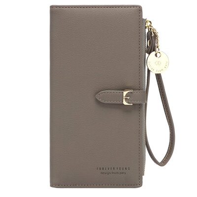 

Women Solid Color Wristlet Long Wallet Purse Faux Leather Zip Phone Card Holder