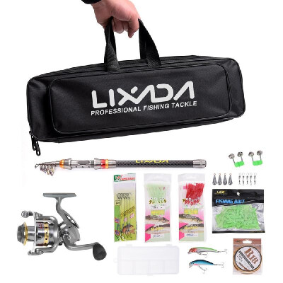 

Lixada Telescopic Fishing Rod&Reel Combo Full Kit Spinning Fishing Reel Gear Organizer Pole Set with 100M Fishing Line Lures H