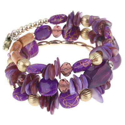 

Woman Beach Jewelry 2019 Bohemian Shell Natural Stone Bracelet Multilayer Beads bracelets & bangles