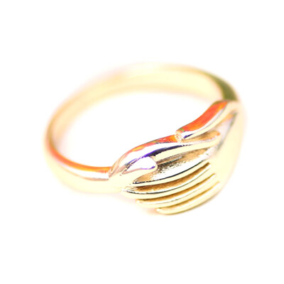 

1Pc Creative 2 Versions Of The New Gold Handshake And Good Prayer Ring Jewelry Personality Charm Female Models Ring