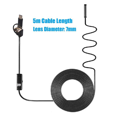 

3-in-1 Industrial Endoscope Borescope Inspection Camera Built-in 6 LEDs IP67 Waterproof USB Type-C Endoscope for Android Smartphon