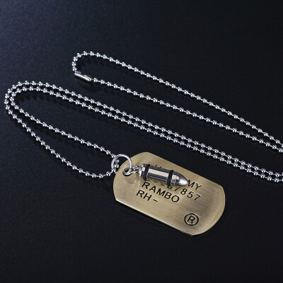 

Sale Men Military Army Bullet Pendant Necklace Dog Tags Male Chain Pendant Necklace Jewelry Gift Drop Shipping