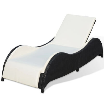 

Sun Lounger with Cushion Poly Rattan Black