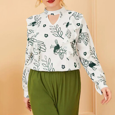 

Gobestart Women Autumn Casual Plus Size Long Sleeve Printed T Shirt Top Blouse