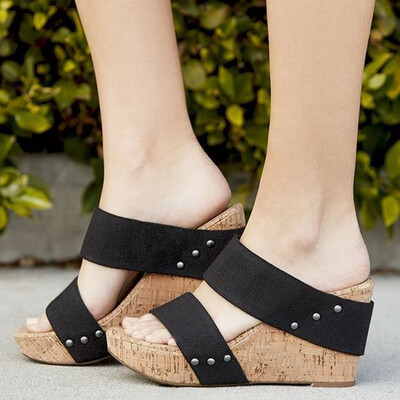 

Rose Summer Womens Breathable Thick Bottom Retro Wedge Sandals Flats Roman Slippers