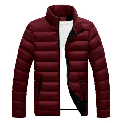 

Mens Solid Thick Warm Autumn Winter Coats Zipper Stand Collar Jackets Outwear