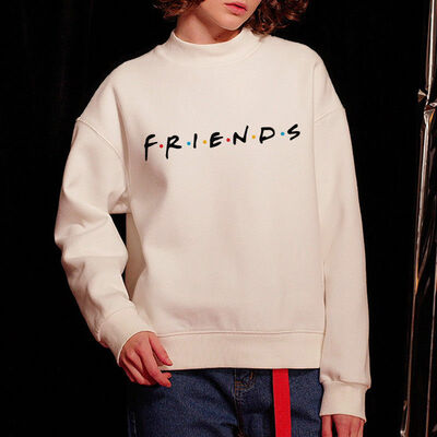 

Womens FRIENDS Print Hoody Sweatshirt Slouch Pullover Sweater Jumper Tops