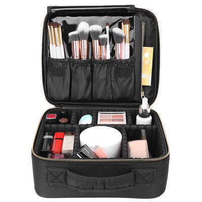 

Ktaxon Professional 10" Cosmetic Makeup Bag Organizer Makeup Boxes With Compartments Black-Small Size