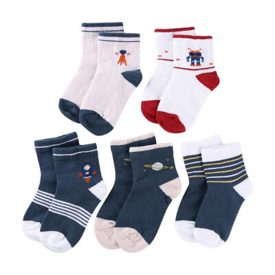 

5pairs Cute Cartoon Kids Socks Baby Boy Girl Soft Cotton Warm Stripes Socks