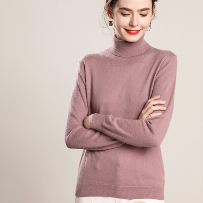 

QIANMUCHUN Womens High Lapel Cashmere woolen sweater Comfort Soft 5782