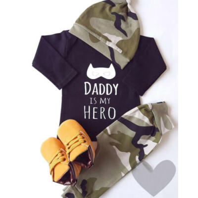 

UK Newborn Baby Boy Tops Romper Bodysuit Jumpsuit Pants Camo Outfits Clothes Set