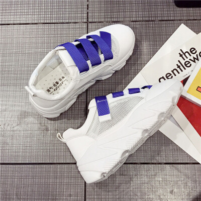 

Europe Station New Candy-colored hook&loop Thick-soled Sponge Cake Ventilated Torre Shoes Sneakers Small White Shoes Net Red W