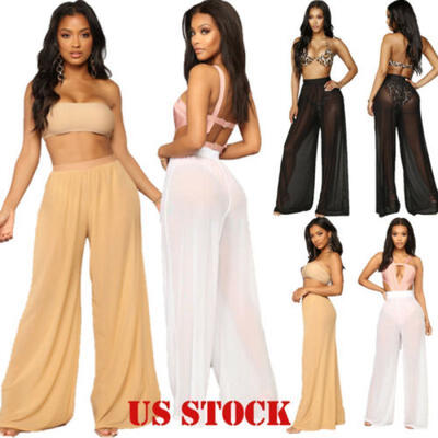 

Fashion Women Long Sheer Pants See-Through Casual Leggings Sheer Leggings