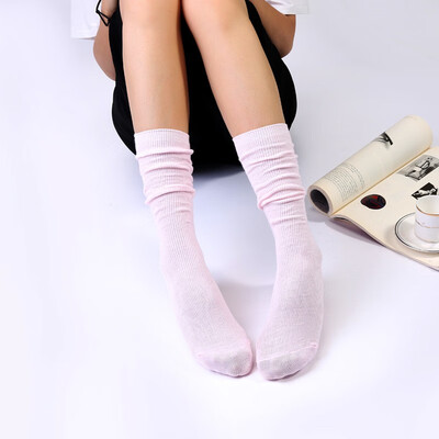 

Winter Warm Cotton Thin Women Socks Solid Color Retro Sen Short Boots Socks Long Tube Socks Ladies Pile Socks