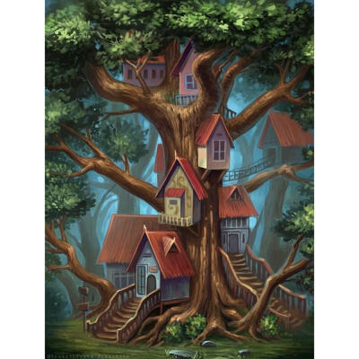 

5D DIY Full Drill Diamond Painting Tree House Cross Stitch Embroider Mosaic