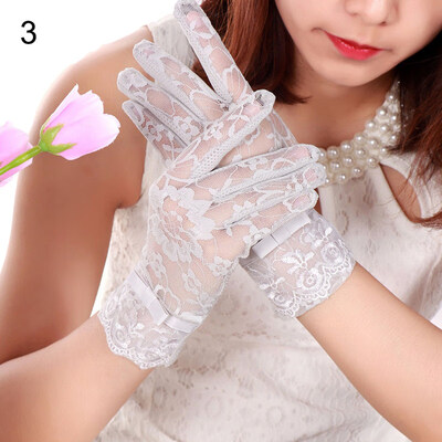

Womens Driving Sun Protection See-through Lace Gloves Touch Screen Mittens