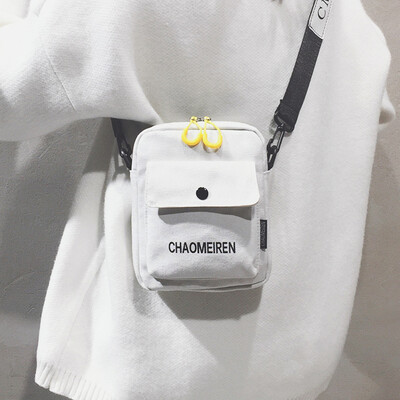 

New girl canvas bag female fashion one shoulder Sen cute small bag female 2019 new wave Korean version of the Messenger bag