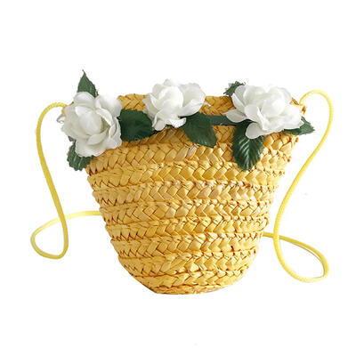 

Straw Woven Flower Decor Sweet Shoulder Handbags Women Small Crossbody Bags