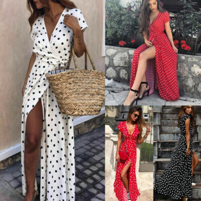 

Womens Maxi Boho Dress Floral Summer Beach Cocktail Evening Party Long Sundress