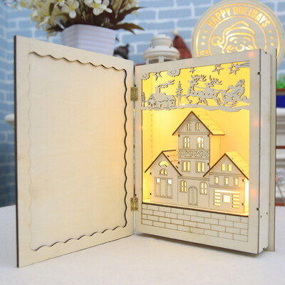 

Tailored Christmas Table Decorations Led Luminous Cabins Wooden Book Ornaments Kids Gifts