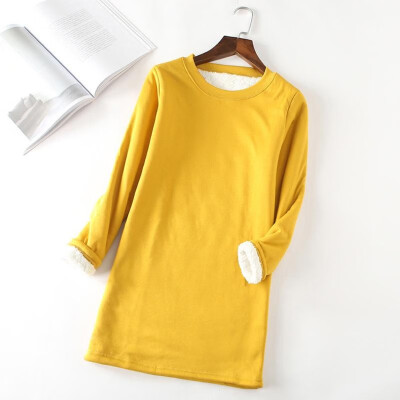 

Fashion Women Autumn Winter Bottom T-shirt Long Plus Thick Velvet Slim Warm Top Tee Tunic Basic Casual Pullovers Blouse