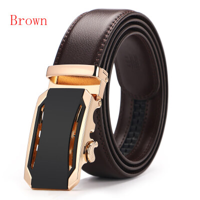 

New Automatic Buckle Cowskin Brown Belt Good Quality Genuine Leather Luxury Strap Male Belts For Men Jeans Wide 110-130cm long