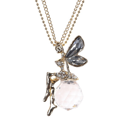 

Fairy Angel Wing Charm Women Crystal Pendant Long Chain Sweater Necklace Gift