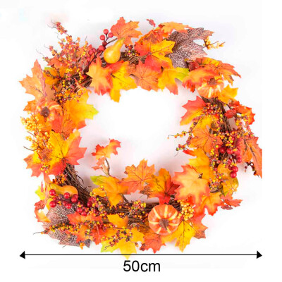 

〖Follure〗50cm Berry Maple Leaf Fall Door Wreath Door Wall Ornament Thanksgiving Day