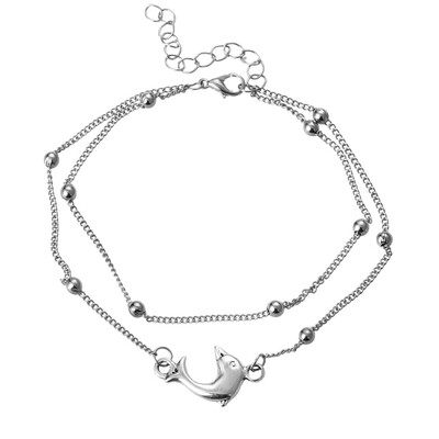

Retro Dolphin Multi-layer Pendant Chain Anklet Bracelet