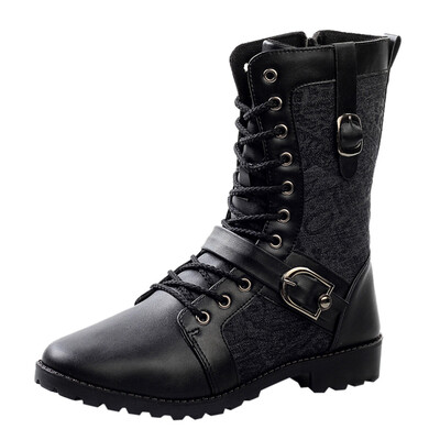

Fashion men military boots Breathable leather Mens Autumn And Winter High Boots Fashion Boots High Round Toe lace-Up Boots