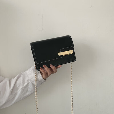 

Ins simple texture clip small square bag female 2019 new Korean casual wild chain single shoulder Messenger bag