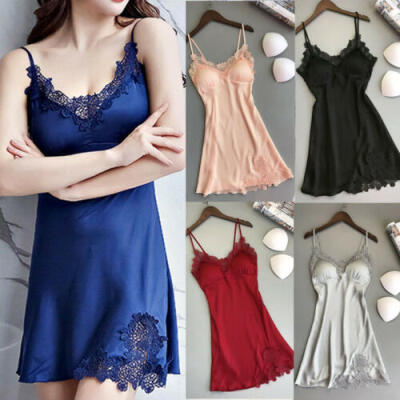 

Women Satin Lace Lingerie Dress Babydoll Underwear Nightwear Sleepwear Plus Size