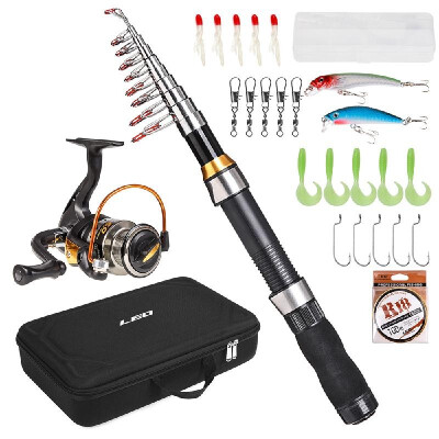 

Portable Fishing Rod&Reel Combo Telescopic Fishing Rod Pole Spinning Reel Set Fishing Line Lures Hooks Barrel Swivels with Car