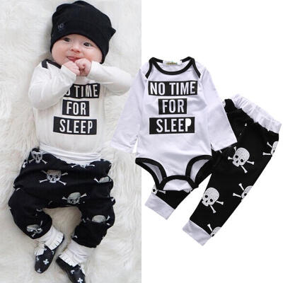 

FASHION Newborn Infant Baby Boys Skull Cotton Clothes Romper Tops Pants Trousers Outfits