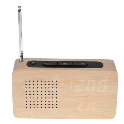 

FM Radio Wooden Bamboo LED Alarm Clock LED Display Electronic Desktop Clock