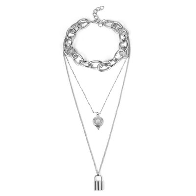 

wave money decoration personality creative exaggeration multi-element vintage multi-layer pearl clavicle Woman necklace