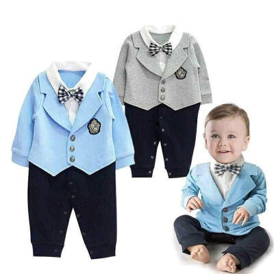 

1Pcs Dressy Kid Baby Boy Gentleman Romper Jumpsuit Bodysuit Clothes Outfit 0-24M