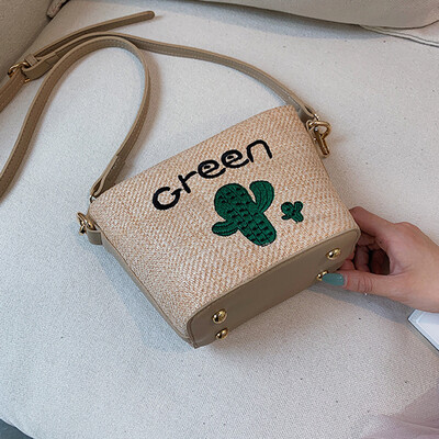 

Tailored Women Weave Embroidery Plant Bucket Bag Crossbody Bag Shoulder Bag Messenger Bag