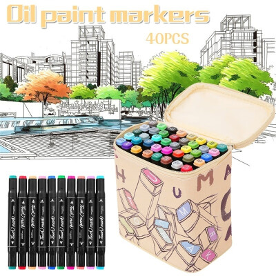 

40 Colors Artist Dual Head Sketch Markers set School Drawing Sketch Oily Mark Pen For Animation