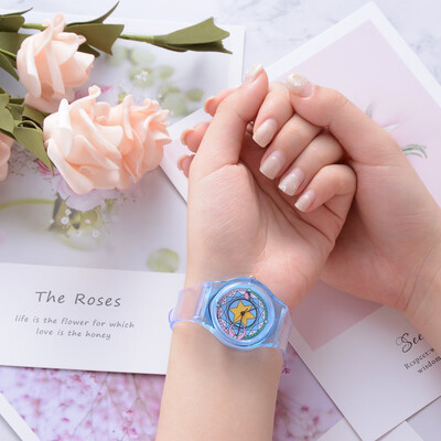 

Korean version of the cute&simple transparent watch student casual small fresh pink versatile wrist watch