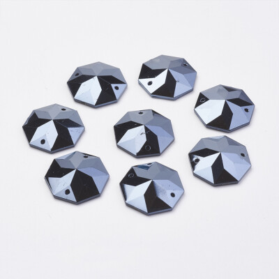 

Sew on Rhinestone Taiwan Acrylic Rhinestone Two Holes Garments Accessories Faceted Octagon PrussianBlue 18x17x45mm Hole 1