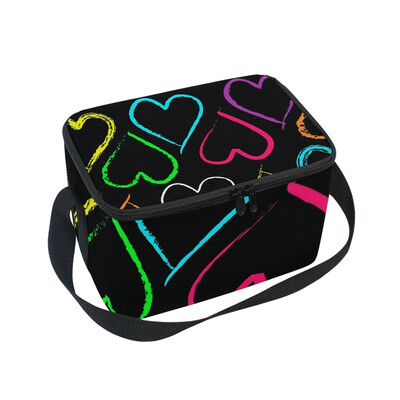 

ALAZA Lunch Box Heart Drawing Pattern Insulated Lunch Bag Large Cooler Tote Bagfor Men Women