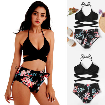 

Saidsome Women High Fork Push-Up Padded Bra Beach Halter Bikini Set Swimsuit Swimwear