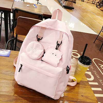 

Tailored Fashion Women Nylon Solid Color Capacity Student Backpack Travel Couple Bag