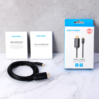 

VENTION Type-C to HDMI Adapter Cable USB-C Video Cable 4K UHD AV Converter for Macbook TV Projector 2m656ft Black