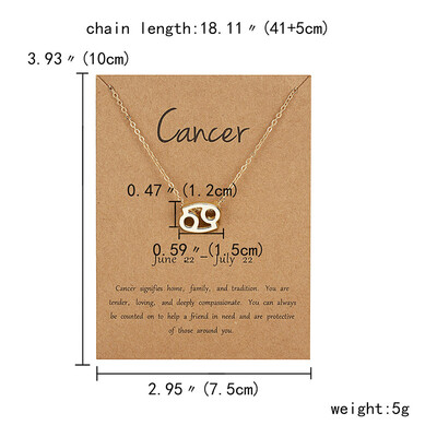 

Gold Color 12 Constellation Pendant Necklace Zodiac Sign Necklace Birthday Gifts Message Card for Women Girl Jewelry Gift