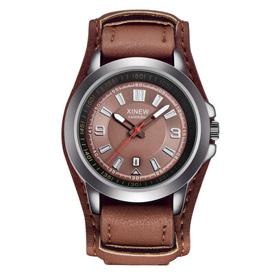 

Gobestart Men Military Quartz Watch Mens Watches Leather Sports Wristwatch Date Clock