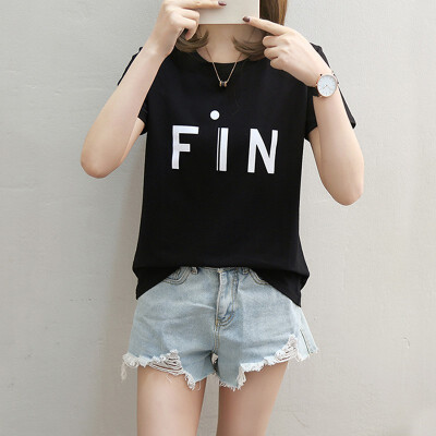 

Spring&summer white t-shirt female short-sleeved students loose tide half sleeve bottoming shirt clothes